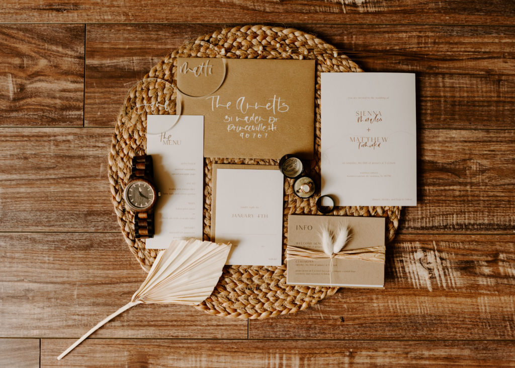 invitation suite hawaii wedding - setting a wedding budget to include stylist