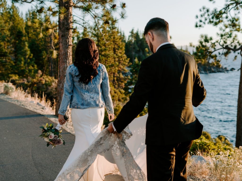 Couple eloping at Lake Tahoe in California