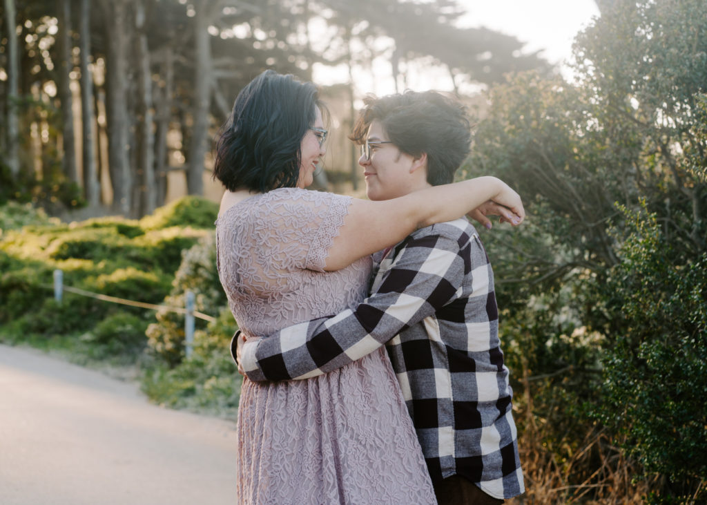 couple holding each other during their couples session in the bay area