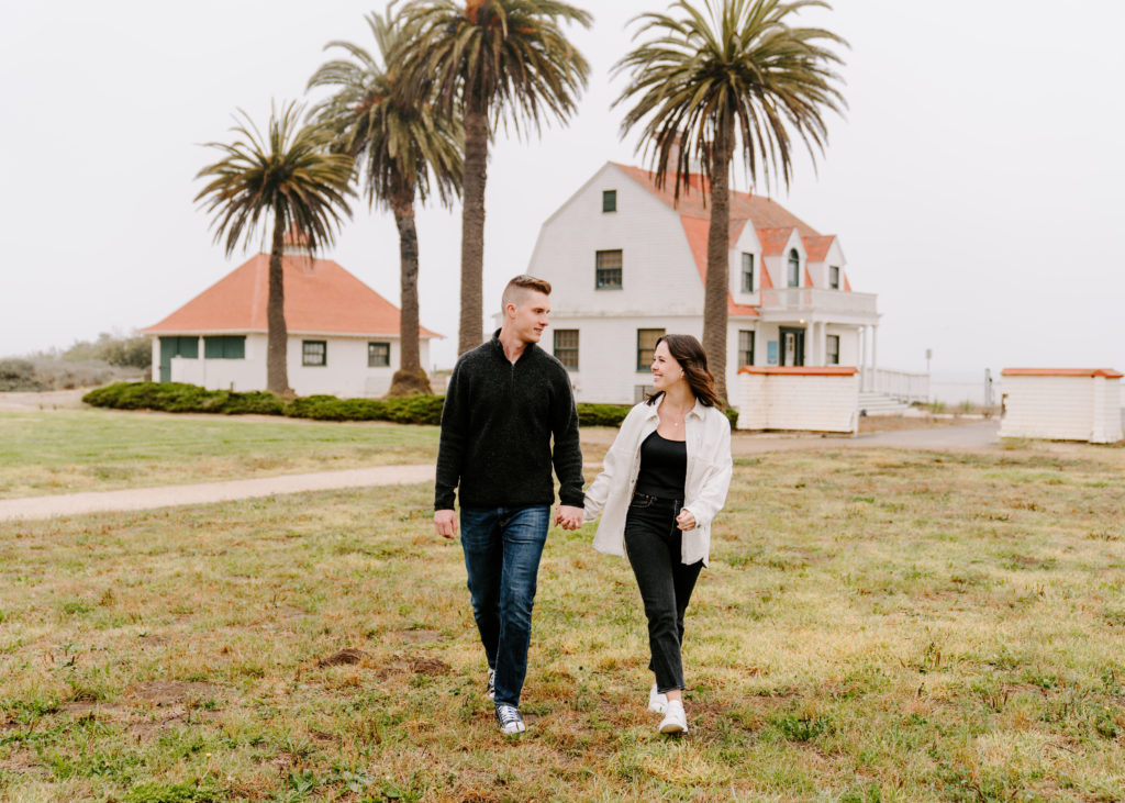 Couple walking at Crissy Field.