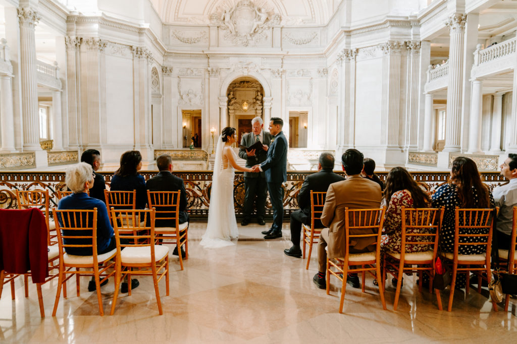 Couple getting married in San Francisco City Hall.