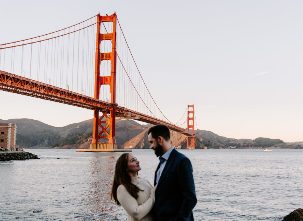 san francisco engagement photo at fort point