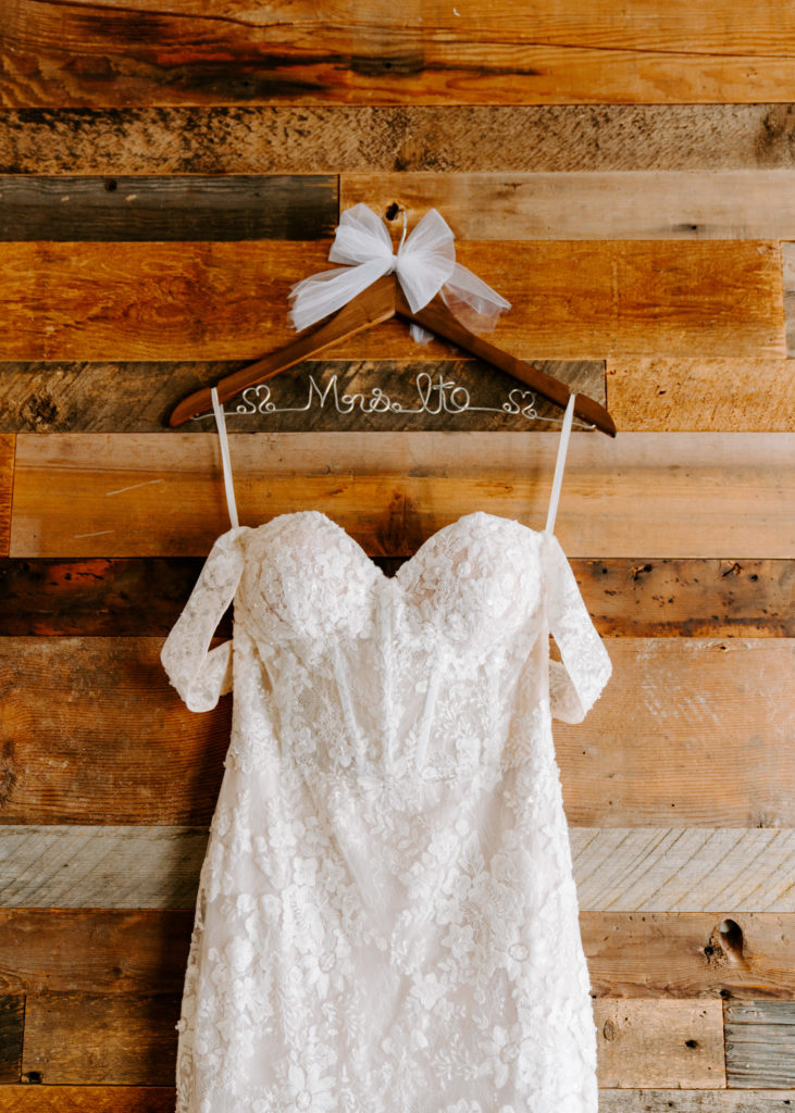 bride's dress handing
