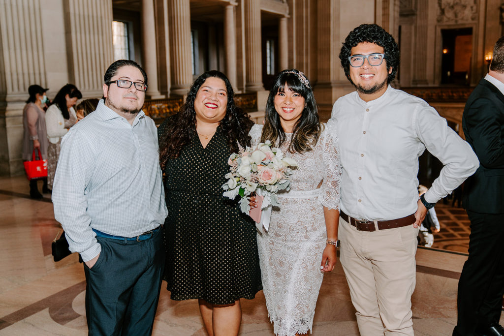 bride with siblings