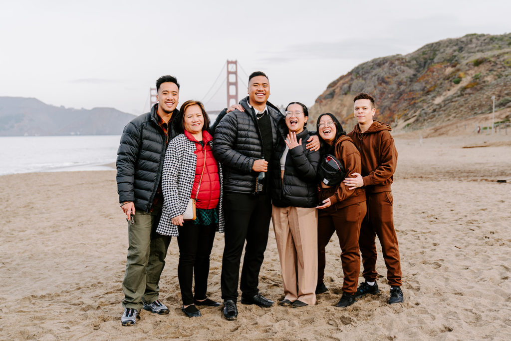 family photos after proposal baker beach