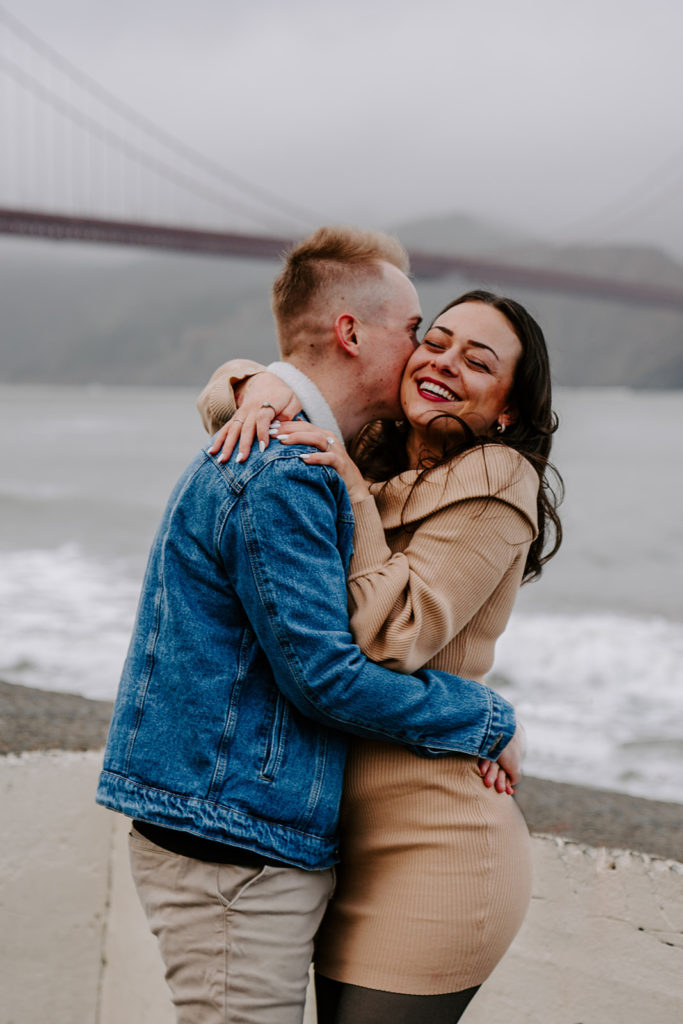 couple hugging in san francisco